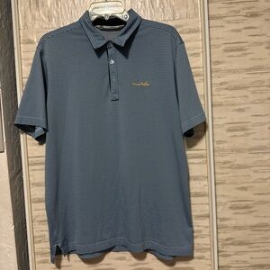 Travis Mathew Men's Golf Shirt  Size Large TIJERAS CREEK GOLF CLUB BLUE STRIPE.